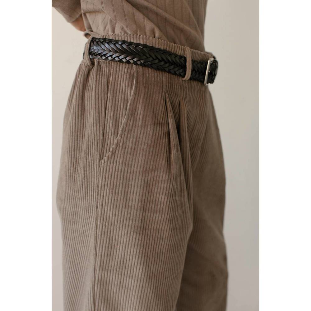 DONNI. Taupe Brown Wide-Leg Corduroy Trousers - Picture 3 of 3